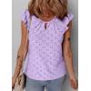 imageEVALESS Womens Summer Sleeveless Tank Tops Crewneck Ruffle Sleeve Eyelet Shirts BlousesLavender Purple
