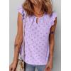 imageEVALESS Womens Summer Sleeveless Tank Tops Crewneck Ruffle Sleeve Eyelet Shirts BlousesLavender Purple