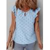 imageEVALESS Womens Summer Sleeveless Tank Tops Crewneck Ruffle Sleeve Eyelet Shirts BlousesLight Blue