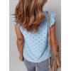imageEVALESS Womens Summer Sleeveless Tank Tops Crewneck Ruffle Sleeve Eyelet Shirts BlousesLight Blue