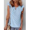 imageEVALESS Womens Summer Sleeveless Tank Tops Crewneck Ruffle Sleeve Eyelet Shirts BlousesLight Blue