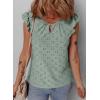 imageEVALESS Womens Summer Sleeveless Tank Tops Crewneck Ruffle Sleeve Eyelet Shirts BlousesSmoke Green