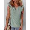 imageEVALESS Womens Summer Sleeveless Tank Tops Crewneck Ruffle Sleeve Eyelet Shirts BlousesSmoke Green