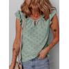 imageEVALESS Womens Summer Sleeveless Tank Tops Crewneck Ruffle Sleeve Eyelet Shirts BlousesSmoke Green