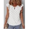 imageEVALESS Womens Summer Sleeveless Tank Tops Crewneck Ruffle Sleeve Eyelet Shirts BlousesWhite