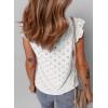 imageEVALESS Womens Summer Sleeveless Tank Tops Crewneck Ruffle Sleeve Eyelet Shirts BlousesWhite