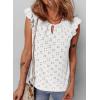 imageEVALESS Womens Summer Sleeveless Tank Tops Crewneck Ruffle Sleeve Eyelet Shirts BlousesWhite