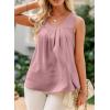 imageEVALESS Womens Tank Tops Summer Loose Fit Pleated Scoop Neck Camisole Tops for Women 2025 Trendy Sleeveless Flowy BlousesB Apricot Pink