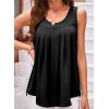 imageEVALESS Womens Tank Tops Summer Loose Fit Pleated Scoop Neck Camisole Tops for Women 2025 Trendy Sleeveless Flowy BlousesB Black