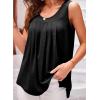 imageEVALESS Womens Tank Tops Summer Loose Fit Pleated Scoop Neck Camisole Tops for Women 2025 Trendy Sleeveless Flowy BlousesB Black