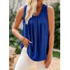imageEVALESS Womens Tank Tops Summer Loose Fit Pleated Scoop Neck Camisole Tops for Women 2025 Trendy Sleeveless Flowy BlousesB Bluing