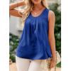 imageEVALESS Womens Tank Tops Summer Loose Fit Pleated Scoop Neck Camisole Tops for Women 2025 Trendy Sleeveless Flowy BlousesB Bluing