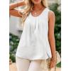 imageEVALESS Womens Tank Tops Summer Loose Fit Pleated Scoop Neck Camisole Tops for Women 2025 Trendy Sleeveless Flowy BlousesB White