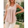 imageEVALESS Womens Tank Tops Summer Loose Fit Pleated Scoop Neck Camisole Tops for Women 2025 Trendy Sleeveless Flowy BlousesC Beige