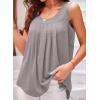 imageEVALESS Womens Tank Tops Summer Loose Fit Pleated Scoop Neck Camisole Tops for Women 2025 Trendy Sleeveless Flowy BlousesD Gray