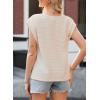 imageEVALESS Womens Tops Dressy Casual Cap Sleeve Asymmetrical V Neck Work Shirts BlousesBeige