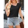 imageEVALESS Womens Tops Dressy Casual Cap Sleeve Asymmetrical V Neck Work Shirts BlousesBlack