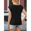 imageEVALESS Womens Tops Dressy Casual Cap Sleeve Asymmetrical V Neck Work Shirts BlousesBlack