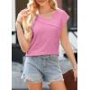 imageEVALESS Womens Tops Dressy Casual Cap Sleeve Asymmetrical V Neck Work Shirts BlousesRose Red