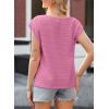 imageEVALESS Womens Tops Dressy Casual Cap Sleeve Asymmetrical V Neck Work Shirts BlousesRose Red