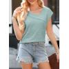 imageEVALESS Womens Tops Dressy Casual Cap Sleeve Asymmetrical V Neck Work Shirts BlousesSky Blue