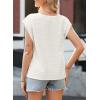 imageEVALESS Womens Tops Dressy Casual Cap Sleeve Asymmetrical V Neck Work Shirts BlousesWhite