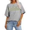 imageEVALESS Oversized Tshirts for Women Trendy Summer Crochet Tops 2025 Crewneck Short Sleeve Shirts Floral Print Tee T ShirtsGrey