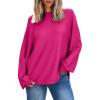 imageEVALESS Womens Long Sleeve Shirts Oversized Crewneck Trendy Tee Shirts TopsHot Pink