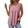 imageEVALESS Womens Tank Tops Summer Loose Fit Pleated Scoop Neck Camisole Tops for Women 2025 Trendy Sleeveless Flowy BlousesB Apricot Pink