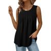 imageEVALESS Womens Tank Tops Summer Loose Fit Pleated Scoop Neck Camisole Tops for Women 2025 Trendy Sleeveless Flowy BlousesB Black