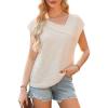 imageEVALESS Womens Tops Dressy Casual Cap Sleeve Asymmetrical V Neck Work Shirts BlousesBeige