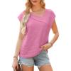imageEVALESS Womens Tops Dressy Casual Cap Sleeve Asymmetrical V Neck Work Shirts BlousesRose Red