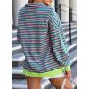 imageEVALESS Oversized Sweatshirt for Women 2024 Fall Outfits Fashion Long Sleeve Shirts Striped Quarter Zip Pullover TopsB Rose Stripe