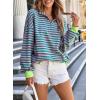 imageEVALESS Oversized Sweatshirt for Women 2024 Fall Outfits Fashion Long Sleeve Shirts Striped Quarter Zip Pullover TopsB Rose Stripe