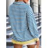imageEVALESS Oversized Sweatshirt for Women 2024 Fall Outfits Fashion Long Sleeve Shirts Striped Quarter Zip Pullover TopsB Sky Blue Stripe