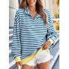 imageEVALESS Oversized Sweatshirt for Women 2024 Fall Outfits Fashion Long Sleeve Shirts Striped Quarter Zip Pullover TopsB Sky Blue Stripe