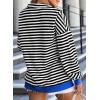 imageEVALESS Oversized Sweatshirt for Women 2024 Fall Outfits Fashion Long Sleeve Shirts Striped Quarter Zip Pullover TopsBlack Stripe