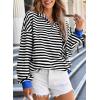 imageEVALESS Oversized Sweatshirt for Women 2024 Fall Outfits Fashion Long Sleeve Shirts Striped Quarter Zip Pullover TopsBlack Stripe