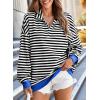 imageEVALESS Oversized Sweatshirt for Women 2024 Fall Outfits Fashion Long Sleeve Shirts Striped Quarter Zip Pullover TopsBlack Stripe