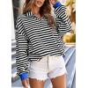imageEVALESS Oversized Sweatshirt for Women 2024 Fall Outfits Fashion Long Sleeve Shirts Striped Quarter Zip Pullover TopsBlack Stripe