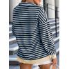 imageEVALESS Oversized Sweatshirt for Women 2024 Fall Outfits Fashion Long Sleeve Shirts Striped Quarter Zip Pullover TopsBlue Stripe