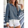 imageEVALESS Oversized Sweatshirt for Women 2024 Fall Outfits Fashion Long Sleeve Shirts Striped Quarter Zip Pullover TopsBlue Stripe