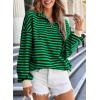 imageEVALESS Oversized Sweatshirt for Women 2024 Fall Outfits Fashion Long Sleeve Shirts Striped Quarter Zip Pullover TopsD Green Stripe