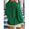 imageEVALESS Oversized Sweatshirt for Women 2024 Fall Outfits Fashion Long Sleeve Shirts Striped Quarter Zip Pullover TopsD Green Stripe