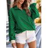 imageEVALESS Oversized Sweatshirt for Women 2024 Fall Outfits Fashion Long Sleeve Shirts Striped Quarter Zip Pullover TopsD Green Stripe