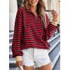 imageEVALESS Oversized Sweatshirt for Women 2024 Fall Outfits Fashion Long Sleeve Shirts Striped Quarter Zip Pullover TopsD Red Stripe