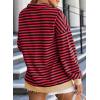 imageEVALESS Oversized Sweatshirt for Women 2024 Fall Outfits Fashion Long Sleeve Shirts Striped Quarter Zip Pullover TopsD Red Stripe