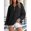 imageEVALESS Oversized Sweatshirt for Women 2024 Fall Outfits Fashion Long Sleeve Shirts Striped Quarter Zip Pullover TopsE Black