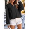 imageEVALESS Oversized Sweatshirt for Women 2024 Fall Outfits Fashion Long Sleeve Shirts Striped Quarter Zip Pullover TopsE Black