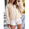 imageEVALESS Oversized Sweatshirt for Women 2024 Fall Outfits Fashion Long Sleeve Shirts Striped Quarter Zip Pullover TopsE Cream Color